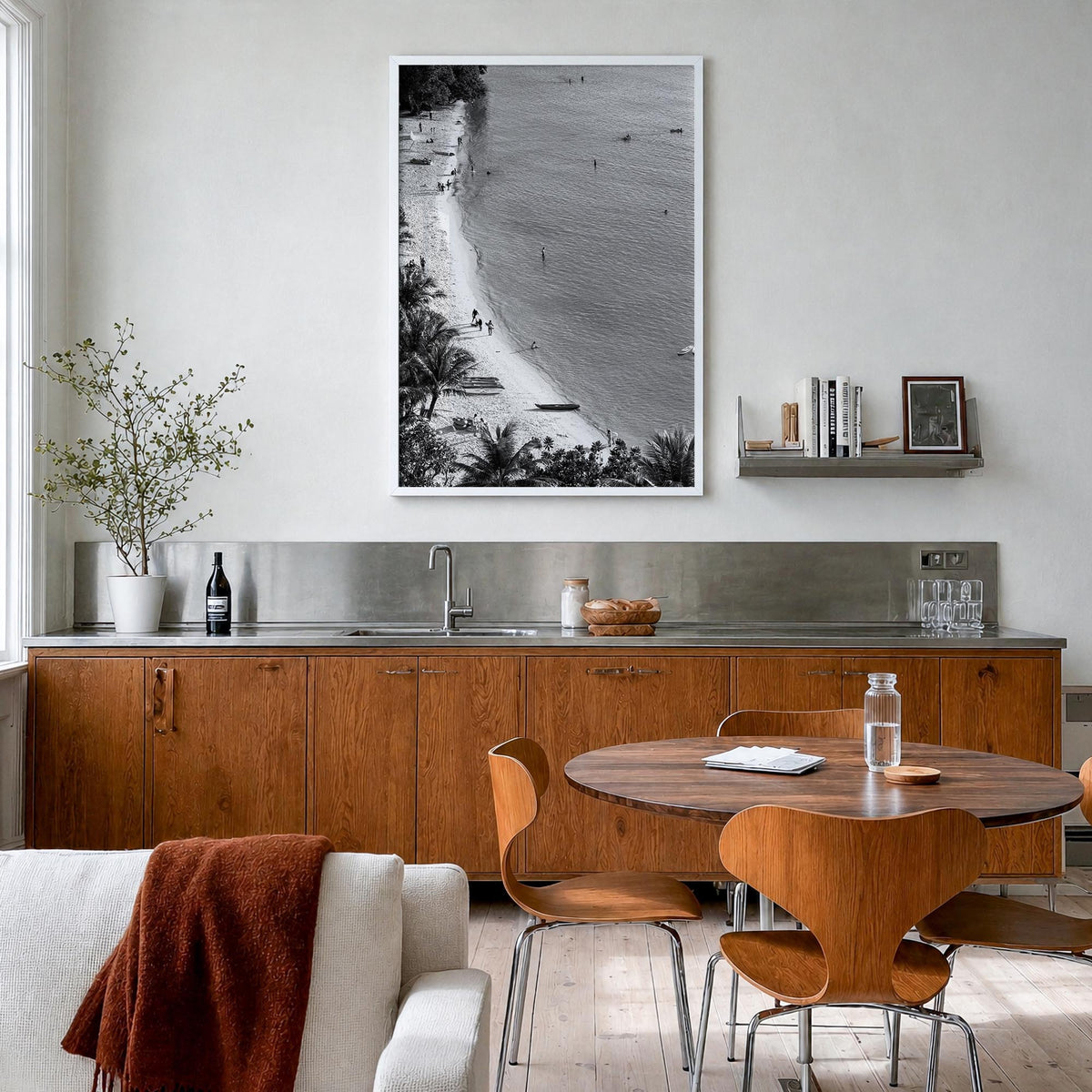 Guam no. 1 black & white photo poster of Oceania – vertical wall art in white wood frame, hanging on wall