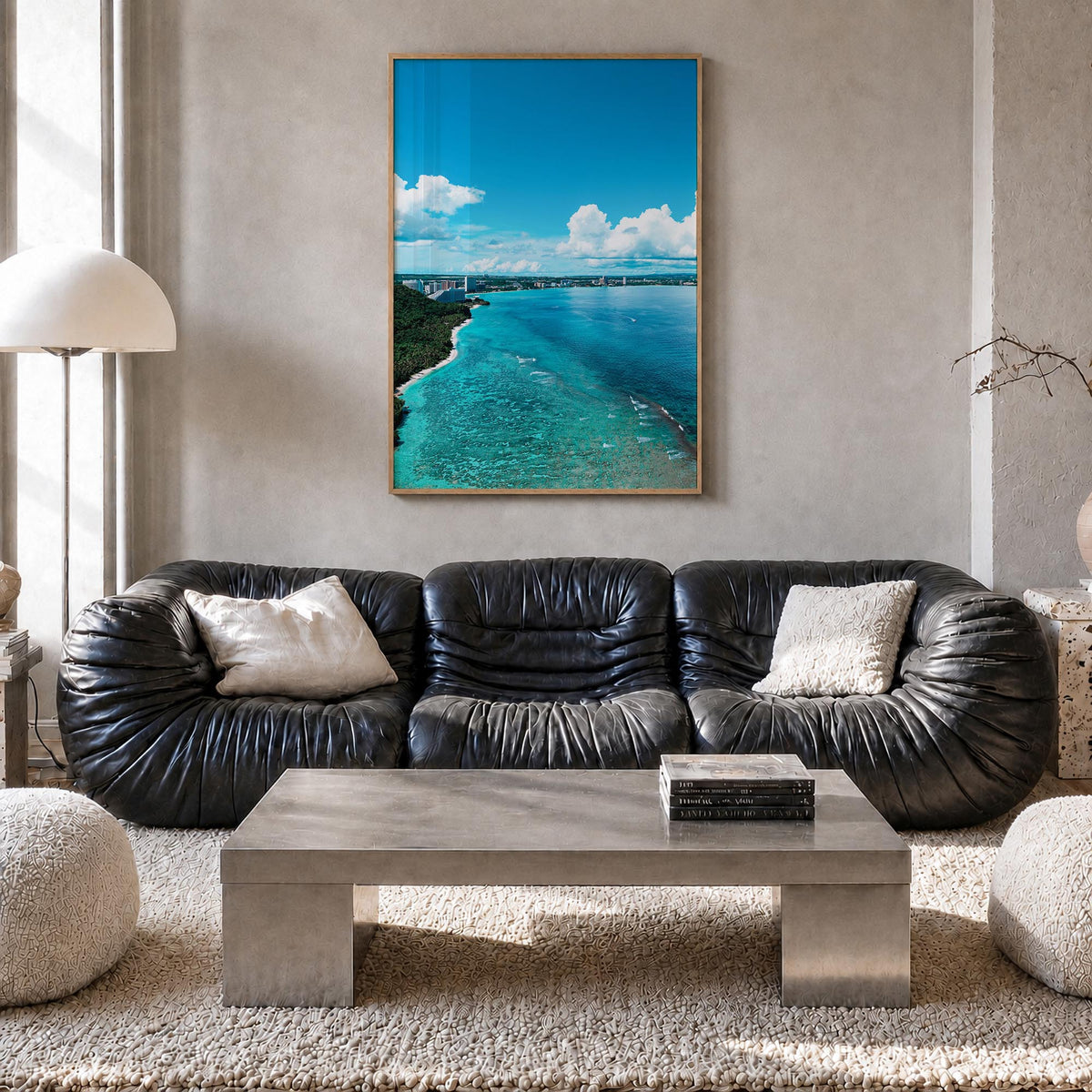 Guam no. 1 colorful photo poster of Oceania – vertical wall art in natural wood frame, hanging on wall