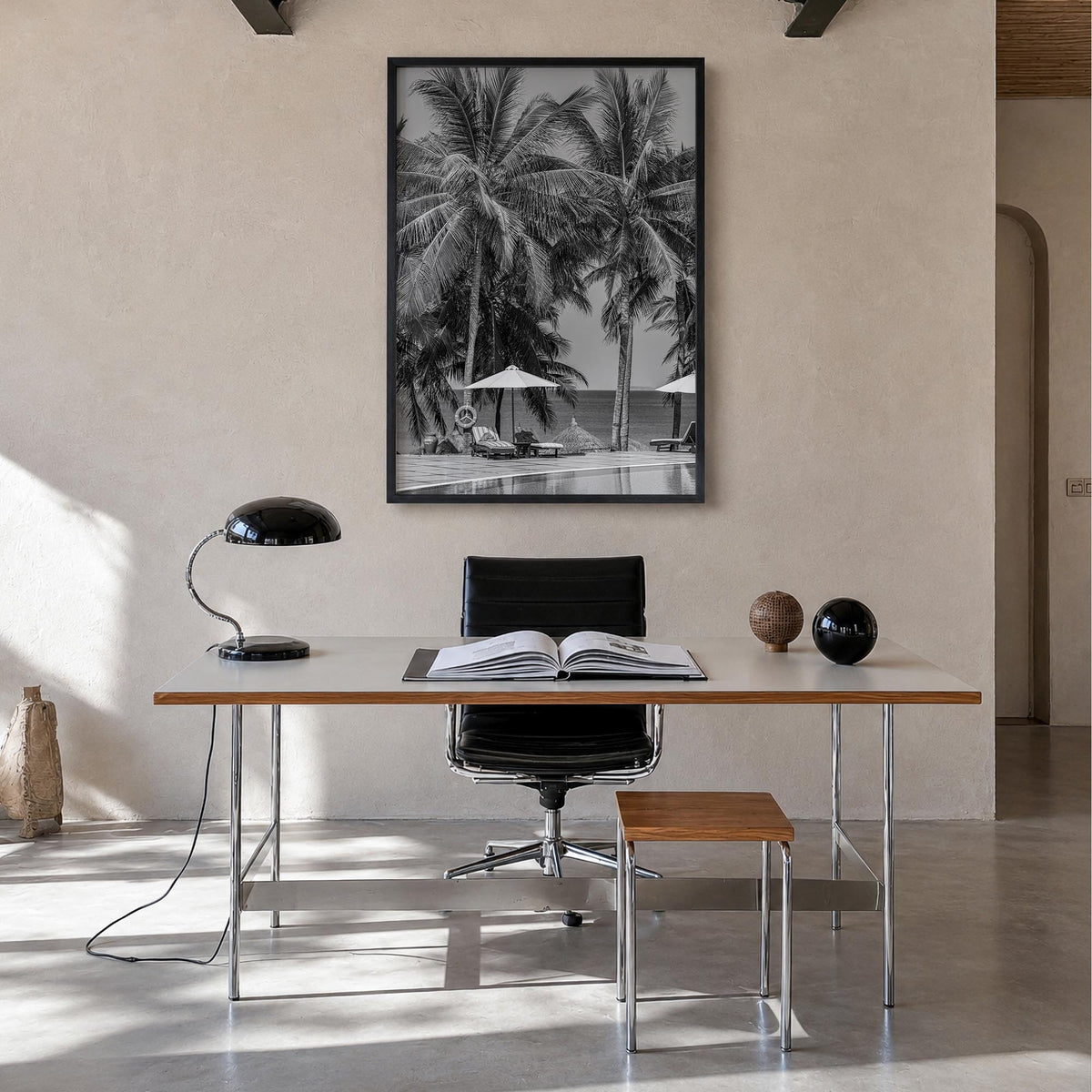 Guam no. 2 black & white photo poster of Oceania – vertical wall art in black wood frame, hanging on wall