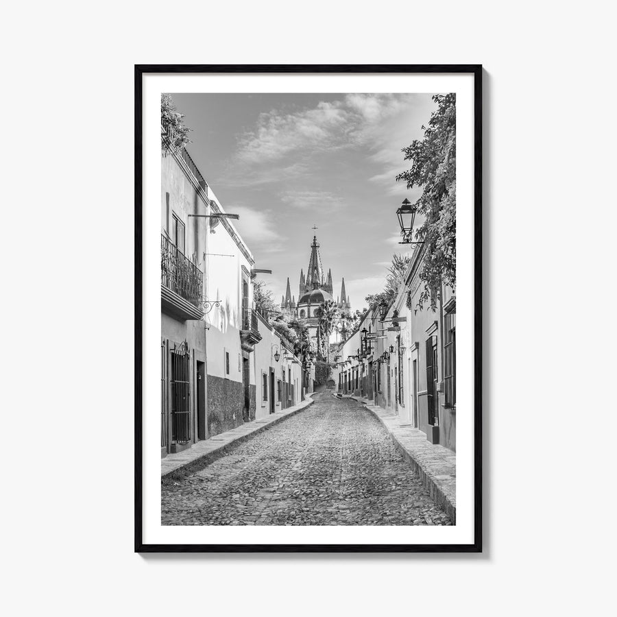 Guanajuato City black & white photo poster of Mexico – vertical wall art, unframed print shown in interior mockup