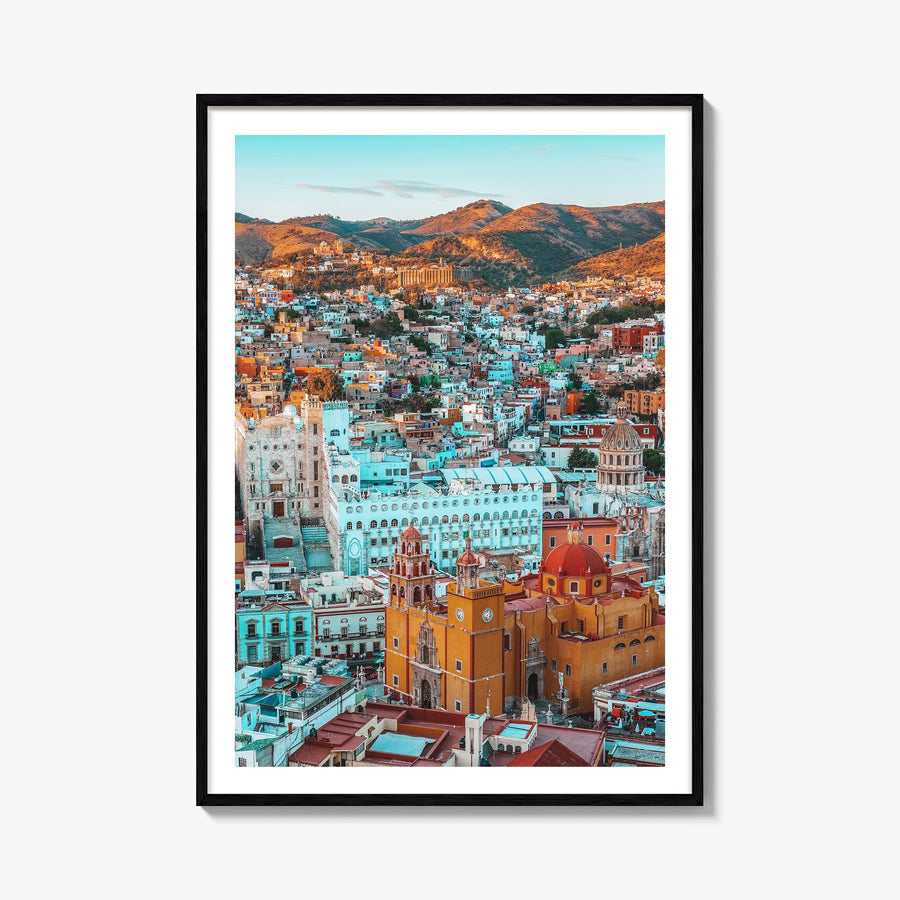 Guanajuato City colorful photo poster of Mexico – vertical wall art, unframed print shown in interior mockup