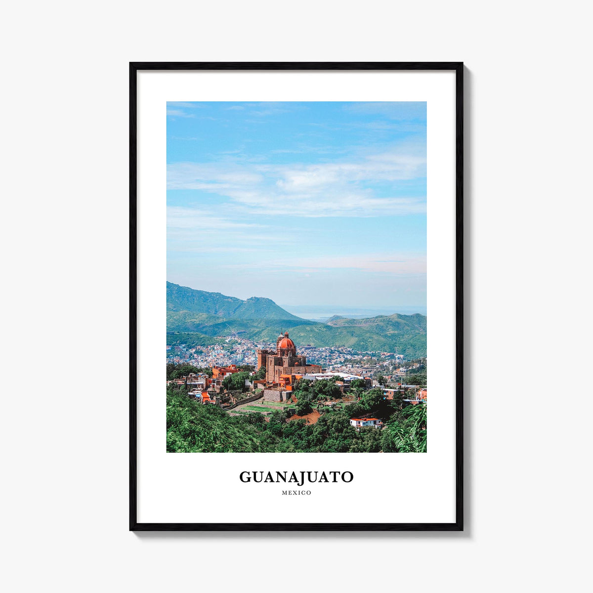 Guanajuato City no. 1 colorful classic poster of Mexico – vertical wall art, unframed print shown in interior mockup