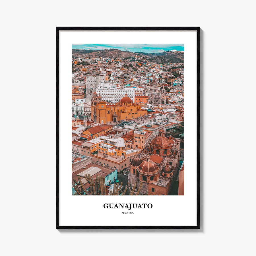 Guanajuato City no. 2 colorful classic poster of Mexico – vertical wall art, unframed print shown in interior mockup