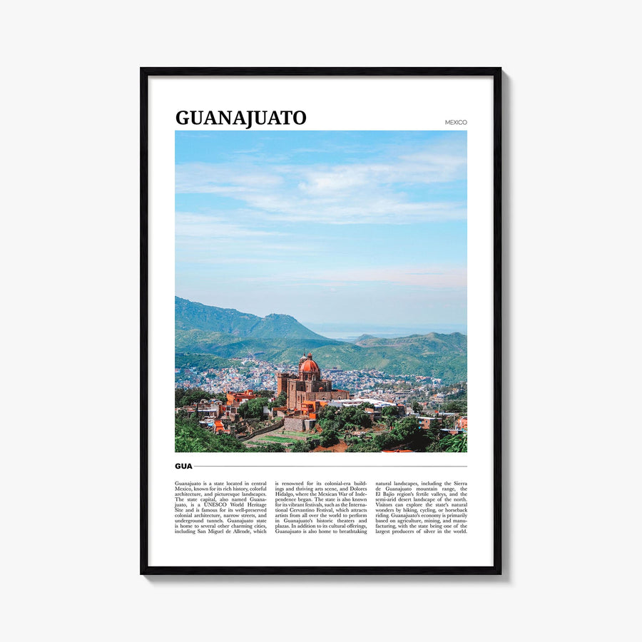 Guanajuato (State) colorful travel poster of Mexico – vertical wall art, unframed print shown in interior mockup