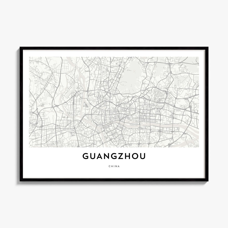 Guangzhou Map Poster, framed poster mockup