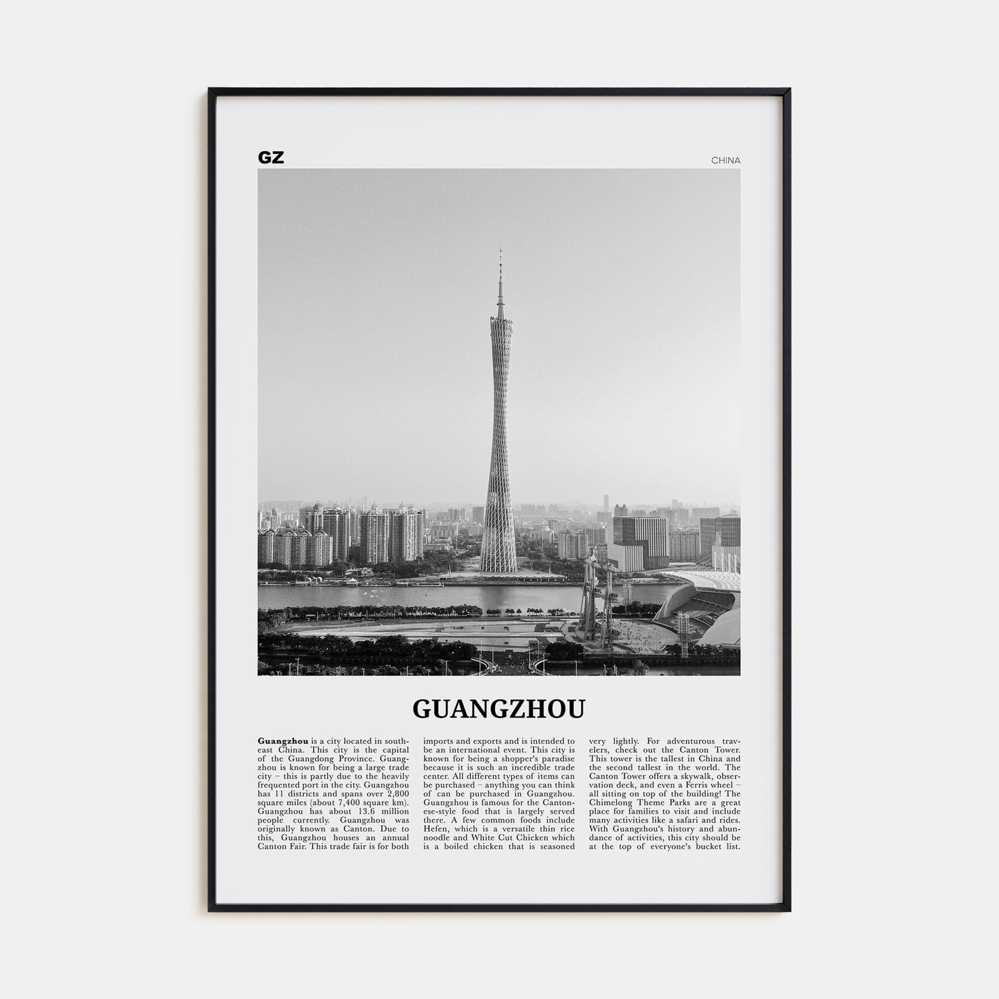 Guangzhou Poster None / 8x12 in Nbourhood Travel B&W Poster