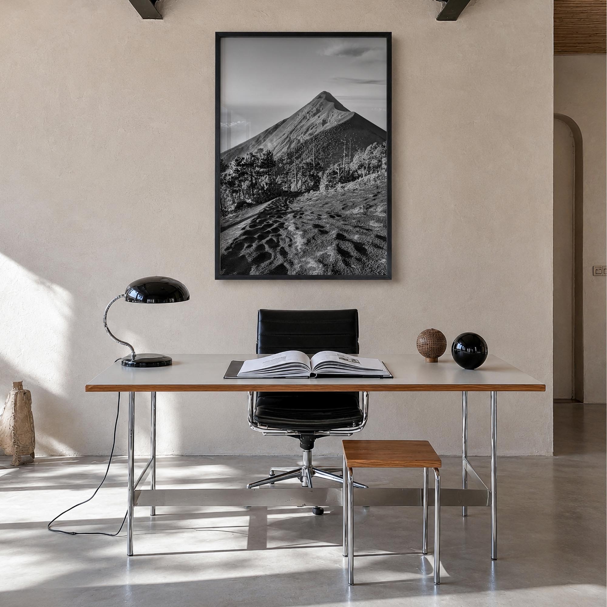 Guatemala black & white photo poster of Central America – vertical wall art in black wood frame, hanging on wall