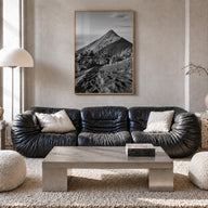 Guatemala black & white photo poster of Central America – vertical wall art in natural wood frame, hanging on wall