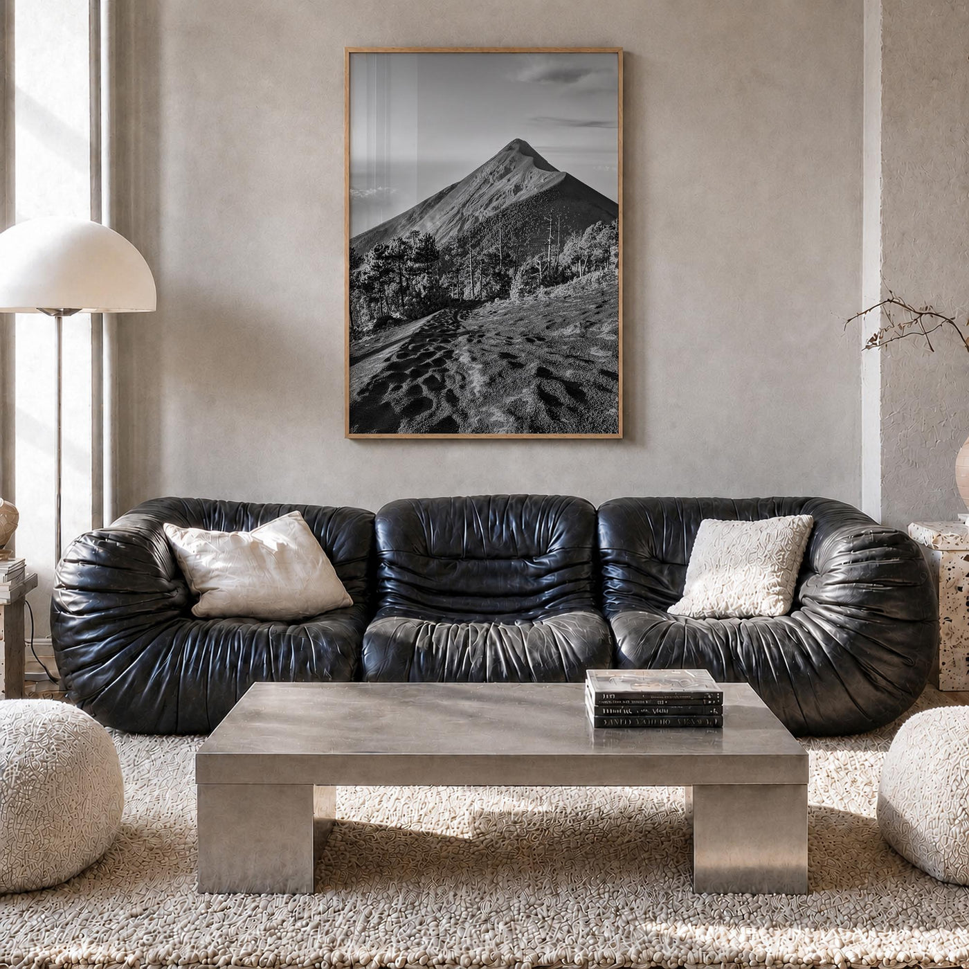 Guatemala black & white photo poster of Central America – vertical wall art in natural wood frame, hanging on wall