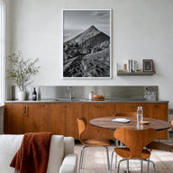 Guatemala black & white photo poster of Central America – vertical wall art in white wood frame, hanging on wall