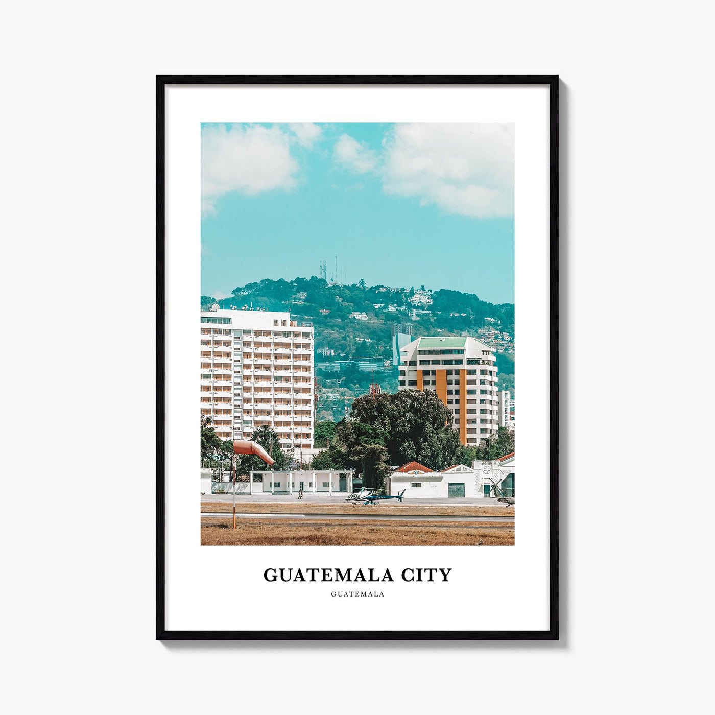 Guatemala City colorful classic poster of Guatemala – vertical wall art, unframed print shown in interior mockup