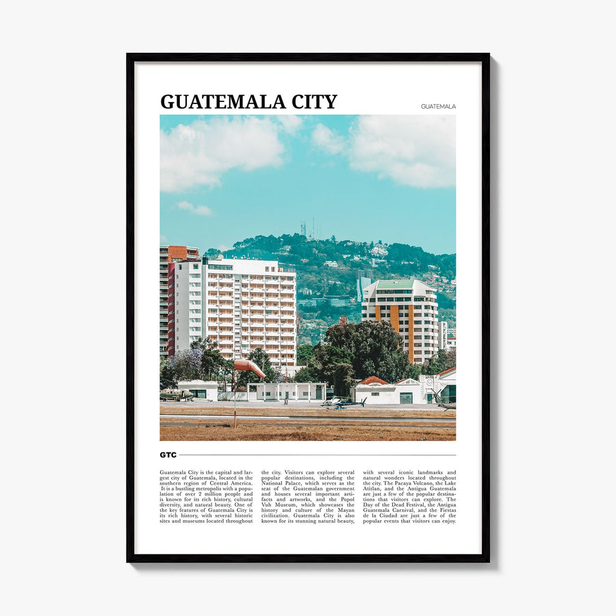 Guatemala City Travel Poster, framed poster mockup