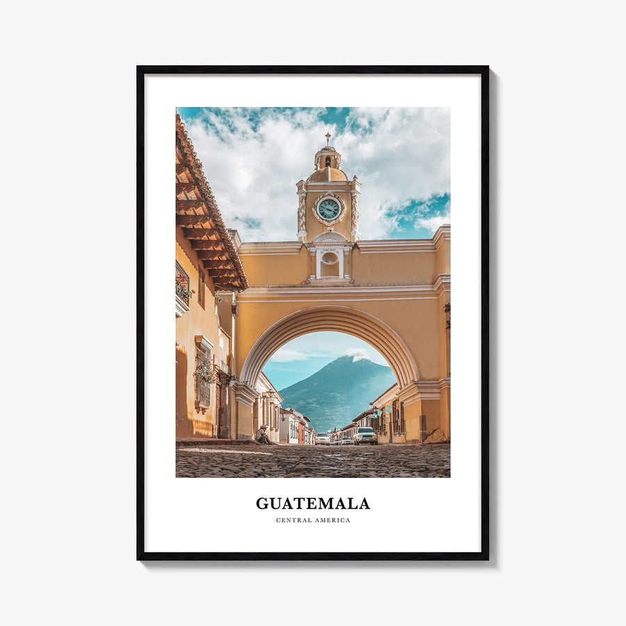 Guatemala colorful classic poster of Central America – vertical wall art, unframed print shown in interior mockup