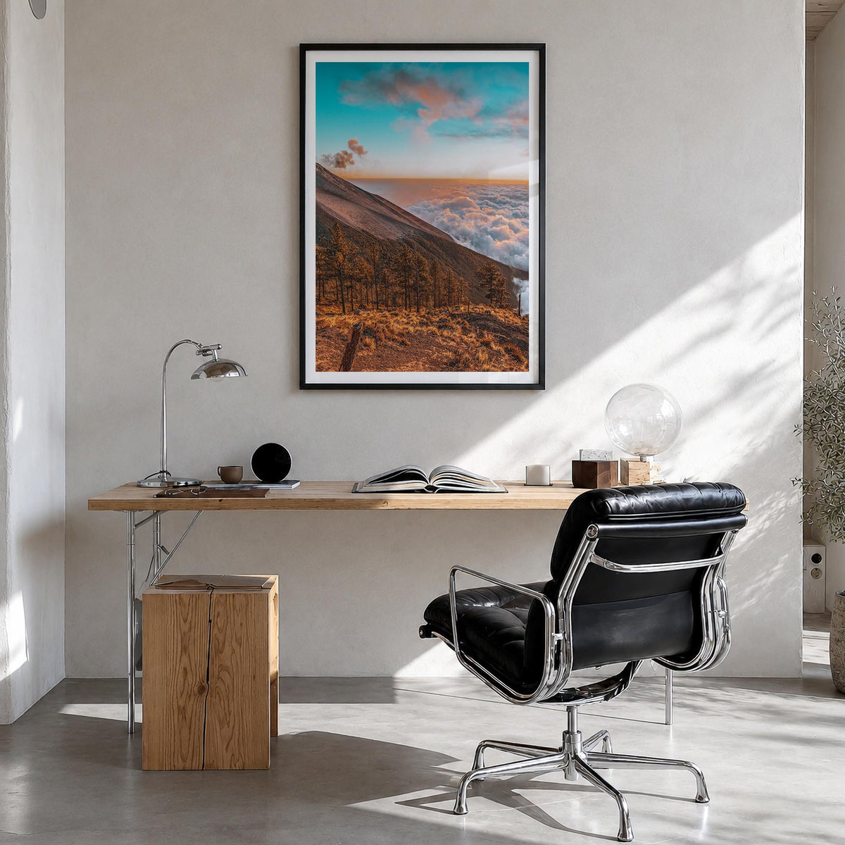Guatemala colorful photo poster of Central America – vertical wall art in black wood frame with white border, hanging on wall