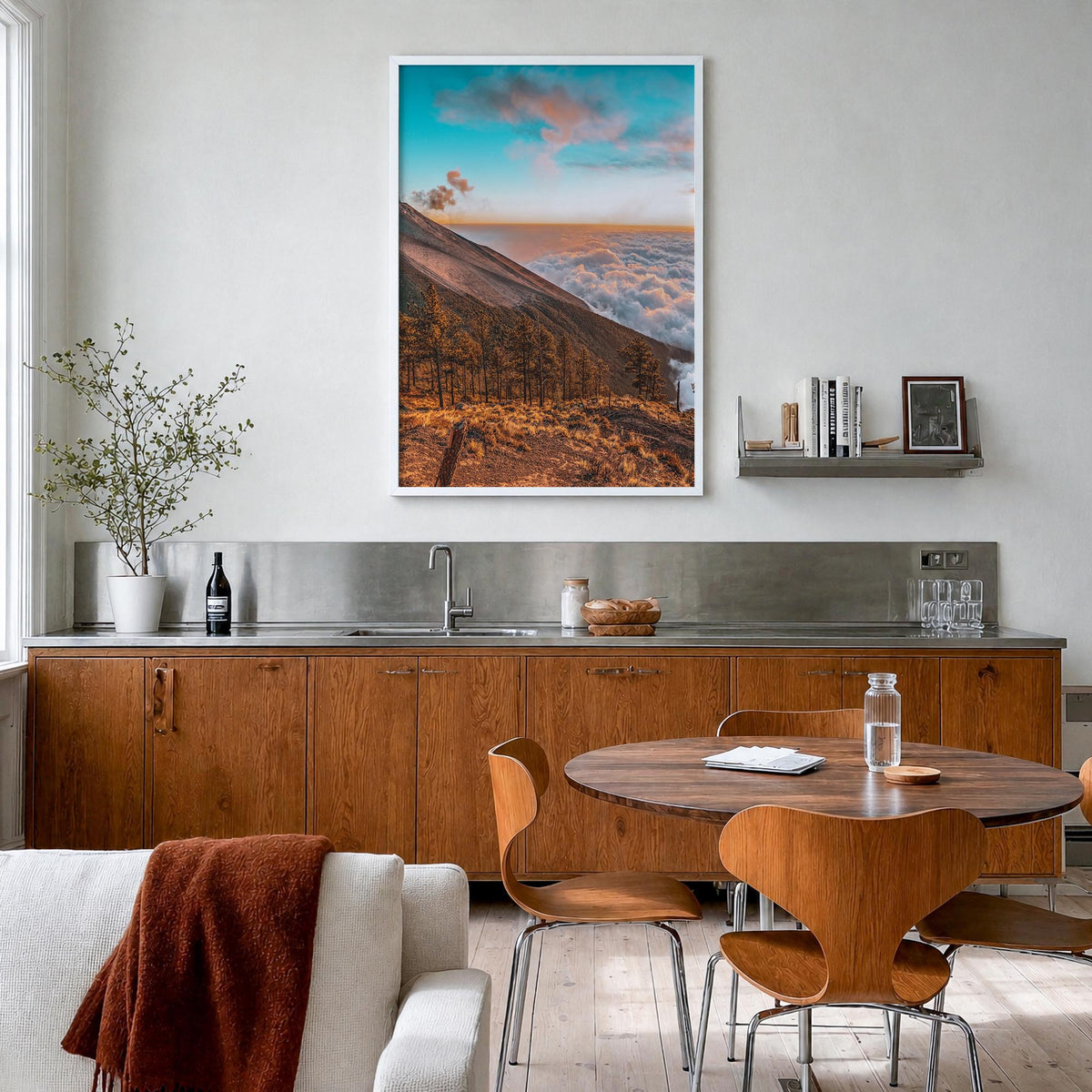 Guatemala colorful photo poster of Central America – vertical wall art in white wood frame, hanging on wall
