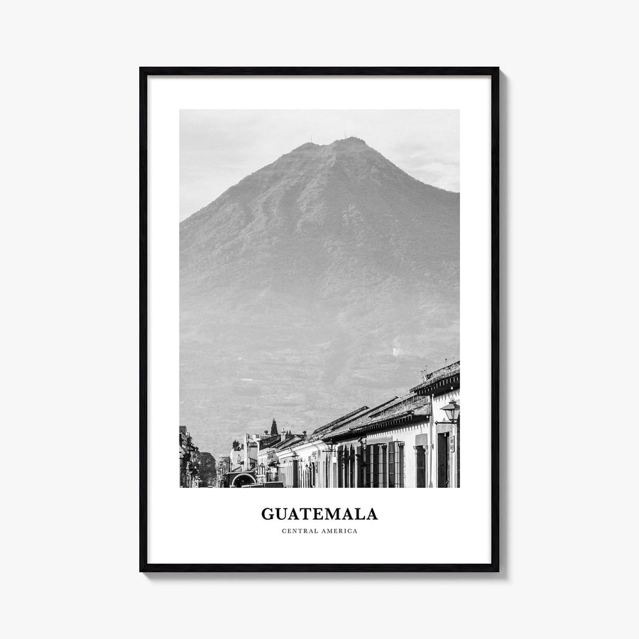 Guatemala no. 1 black & white classic poster of Central America – vertical wall art, unframed print shown in interior mockup