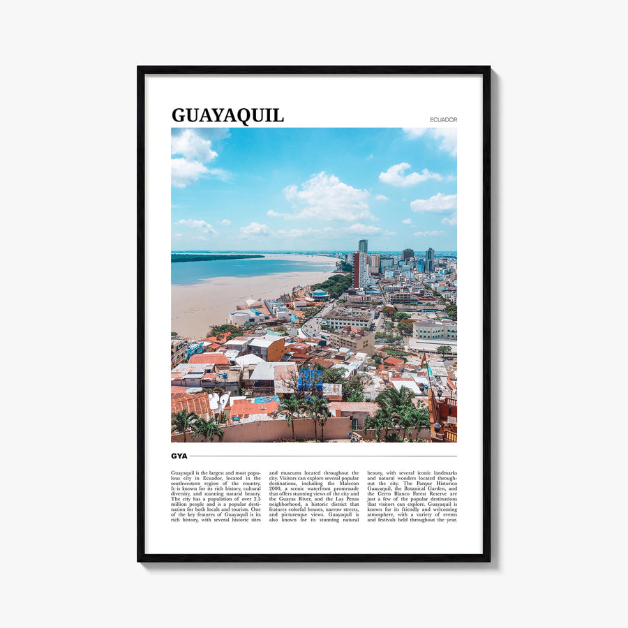 Guayaquil colorful travel poster of Ecuador – vertical wall art, unframed print shown in interior mockup
