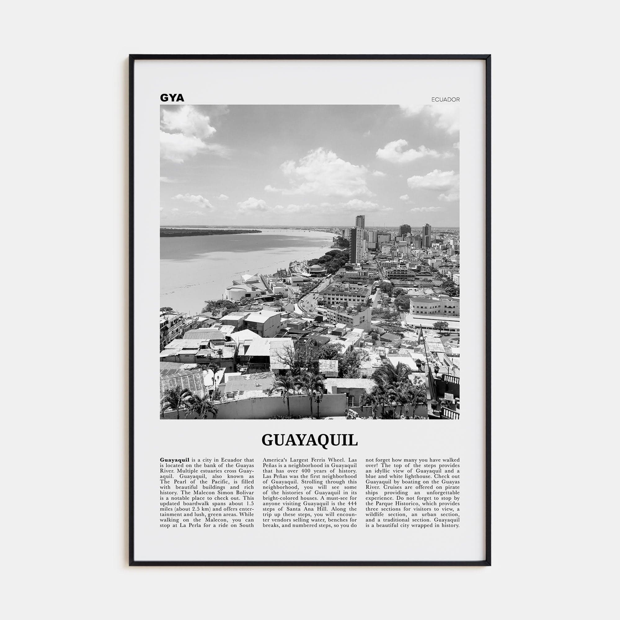 Guayaquil Poster None / 8x12 in Nbourhood Travel B&W Poster