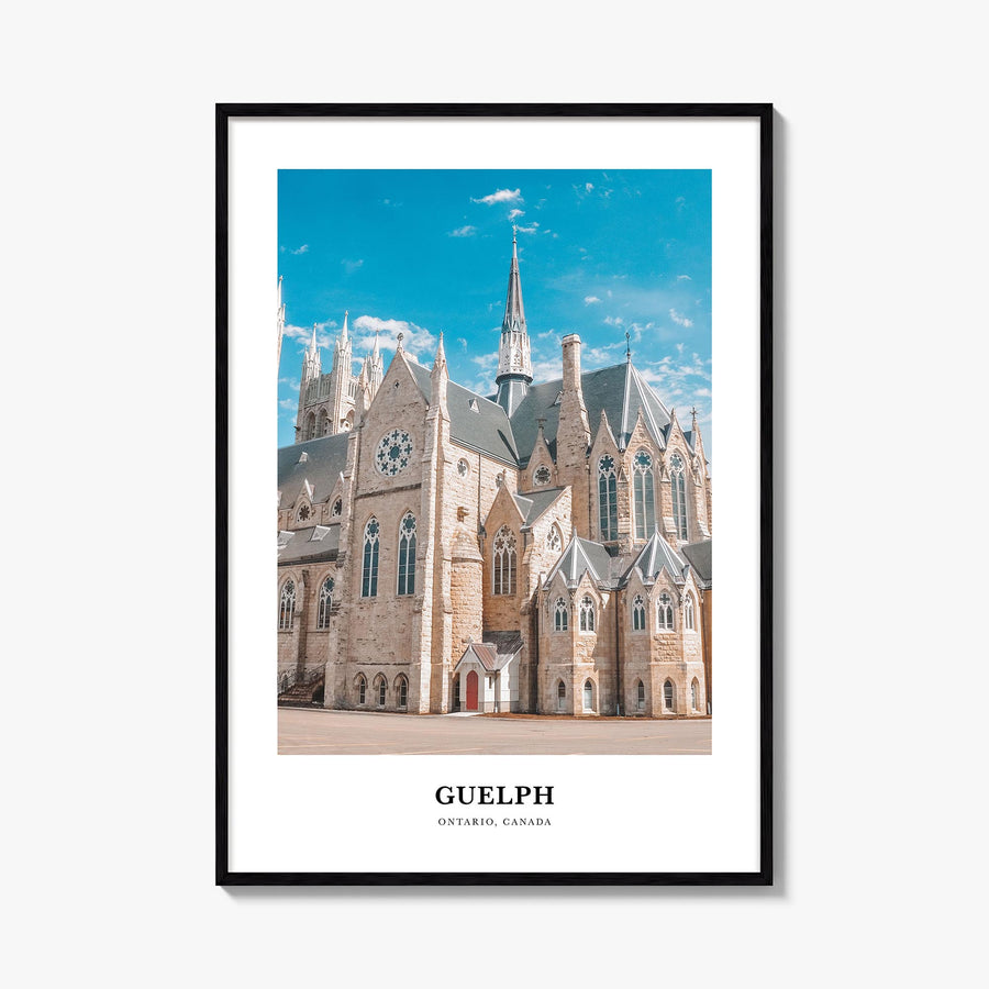 Guelph colorful classic poster of Canada – vertical wall art, unframed print shown in interior mockup