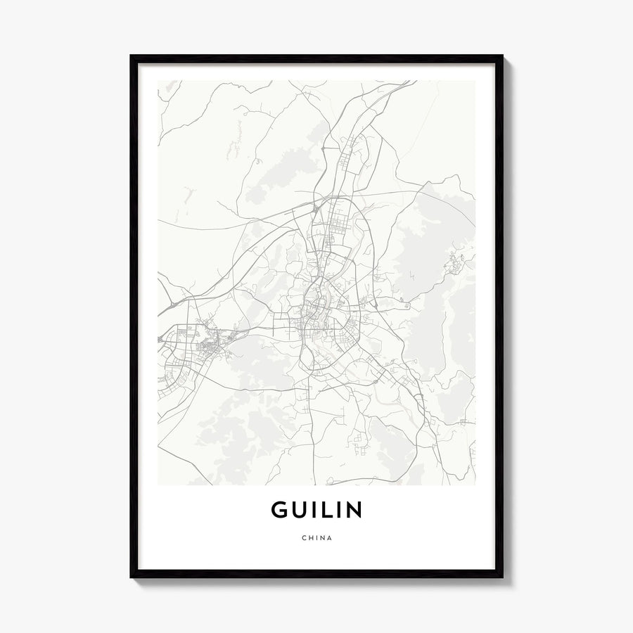 Guilin Map Poster, framed poster mockup