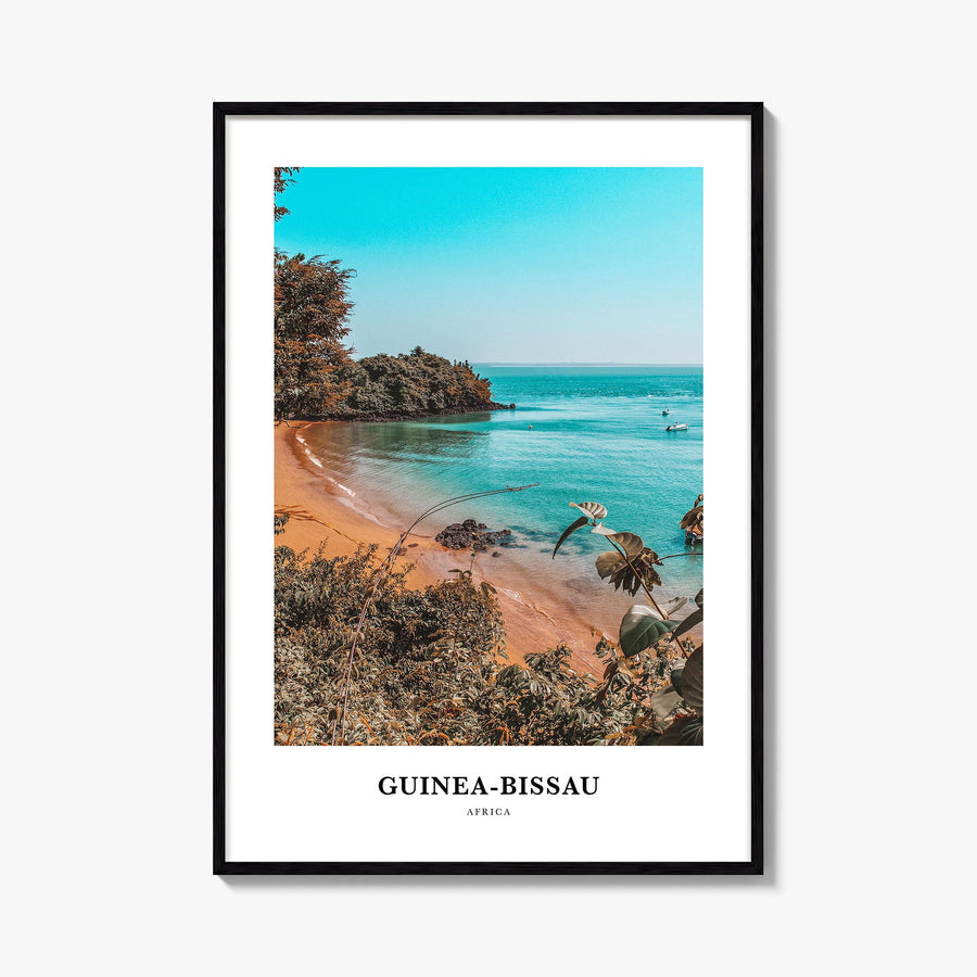 Guinea-Bissau colorful classic poster of Africa – vertical wall art, unframed print shown in interior mockup