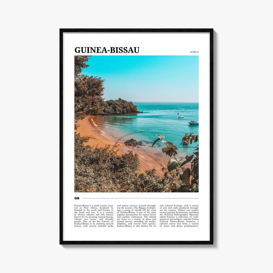 Guinea-Bissau colorful travel poster of Africa – vertical wall art, unframed print shown in interior mockup