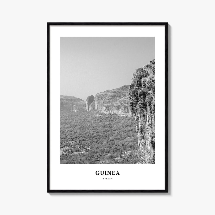 Guinea black & white classic poster of Africa – vertical wall art, unframed print shown in interior mockup
