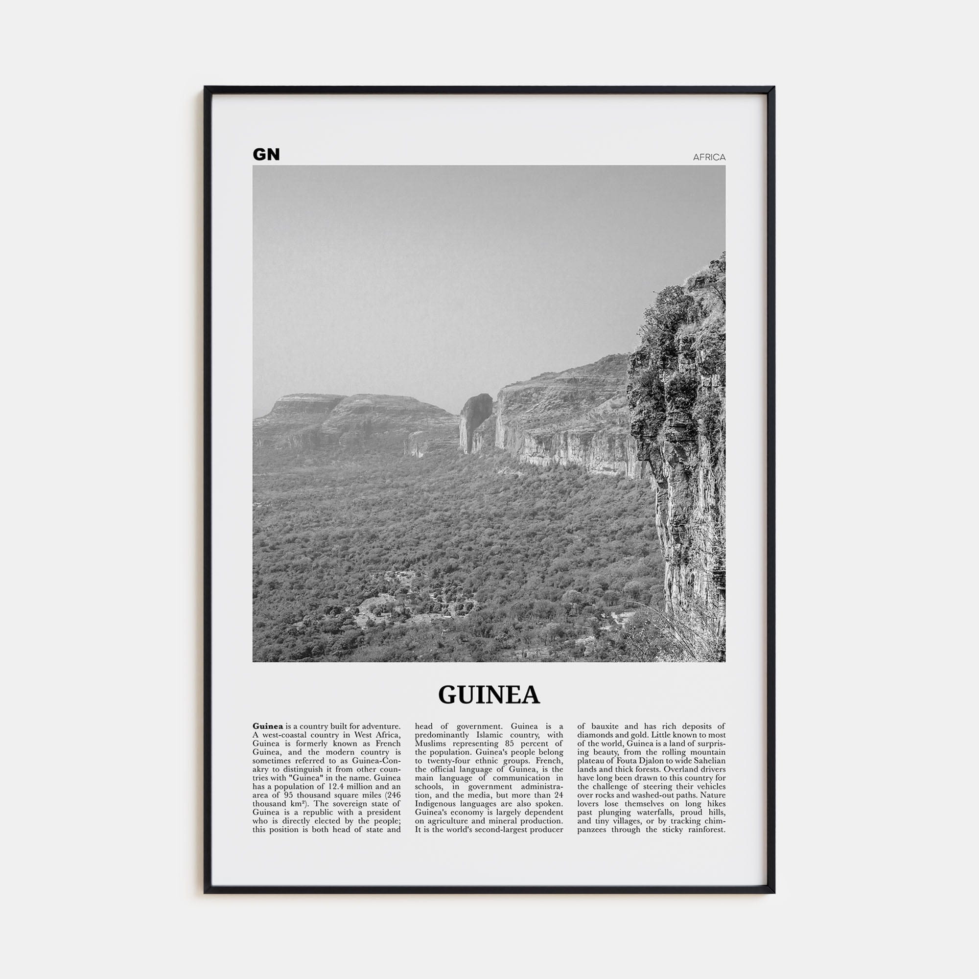 Guinea Poster None / 8x12 in Nbourhood Travel B&W Poster