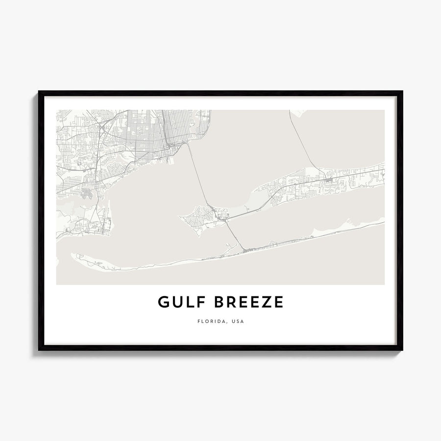 Gulf Breeze Map Poster, framed poster mockup