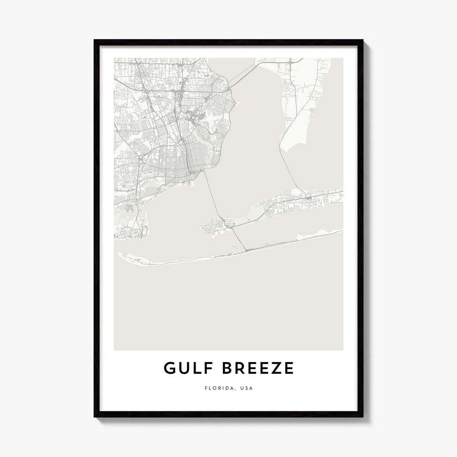 Gulf Breeze Map Poster, framed poster mockup