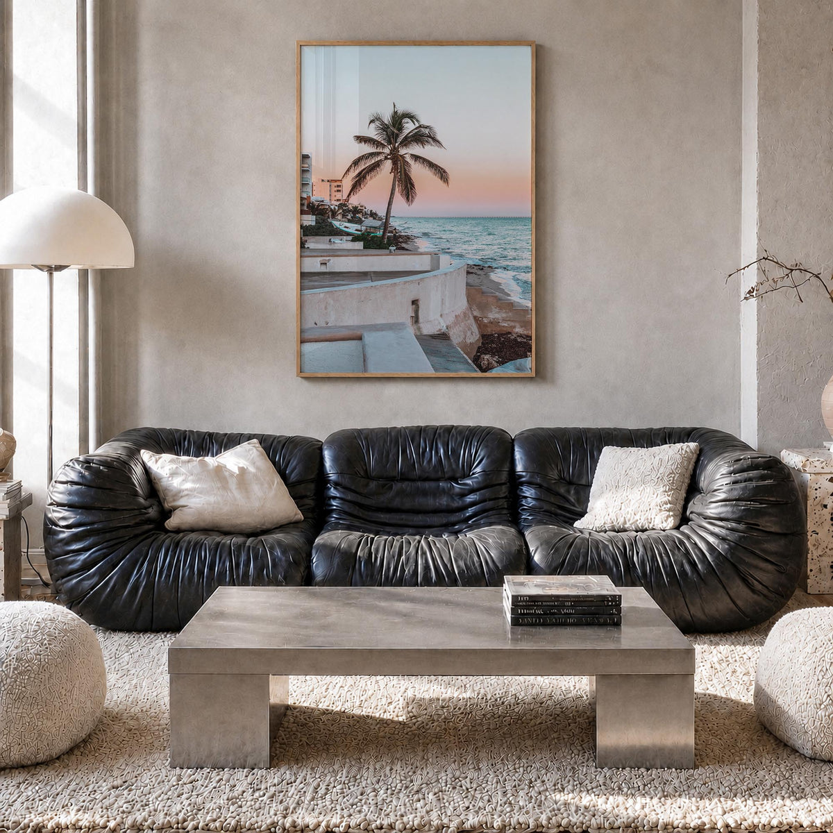 Gulf of Mexico colorful photo poster of North America – vertical wall art in natural wood frame, hanging on wall