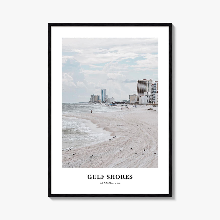 Gulf Shores colorful classic poster of Alabama, USA – vertical wall art, unframed print shown in interior mockup