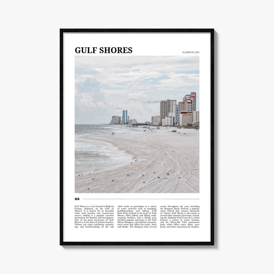 Gulf Shores colorful travel poster of Alabama, USA – vertical wall art, unframed print shown in interior mockup