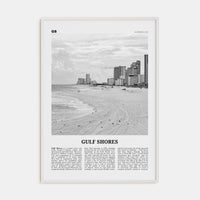 Gulf Shores Poster White Wood / 8x12 in Nbourhood Travel B&W Poster