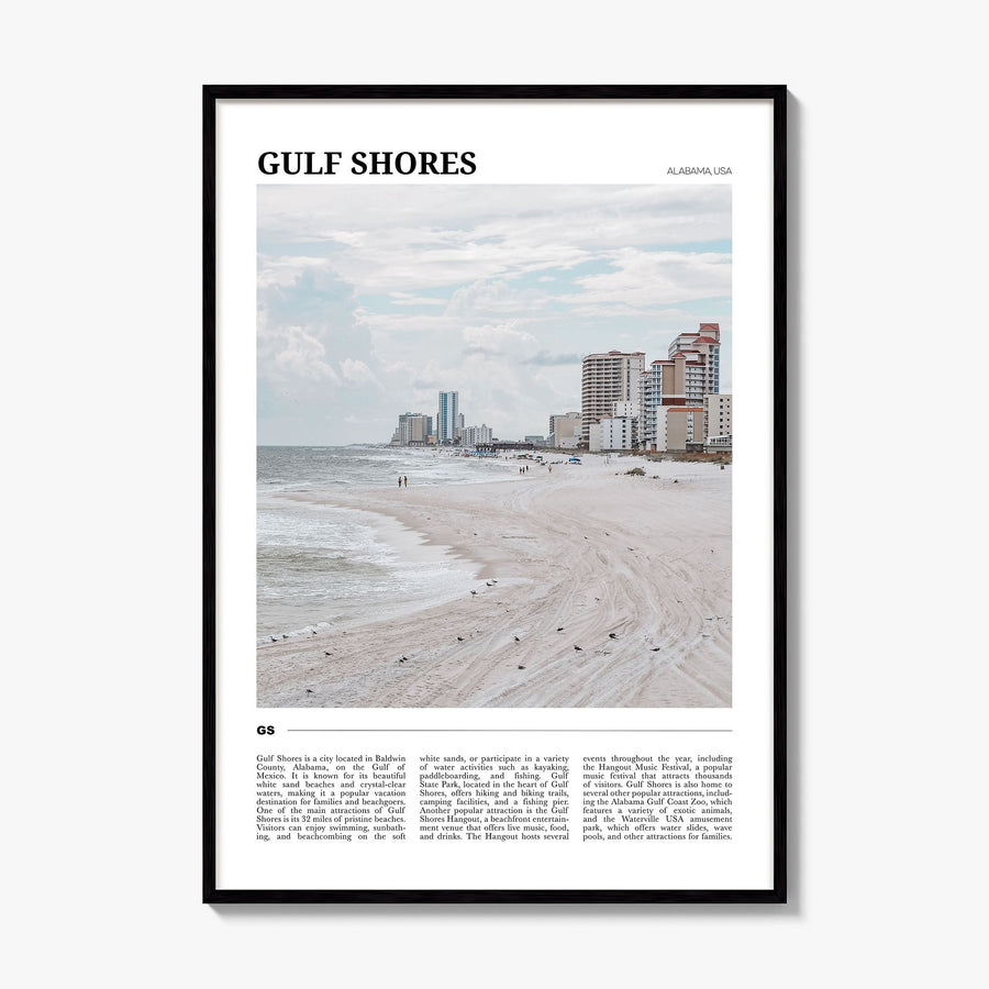 Gulf Shores Travel Poster, framed poster mockup