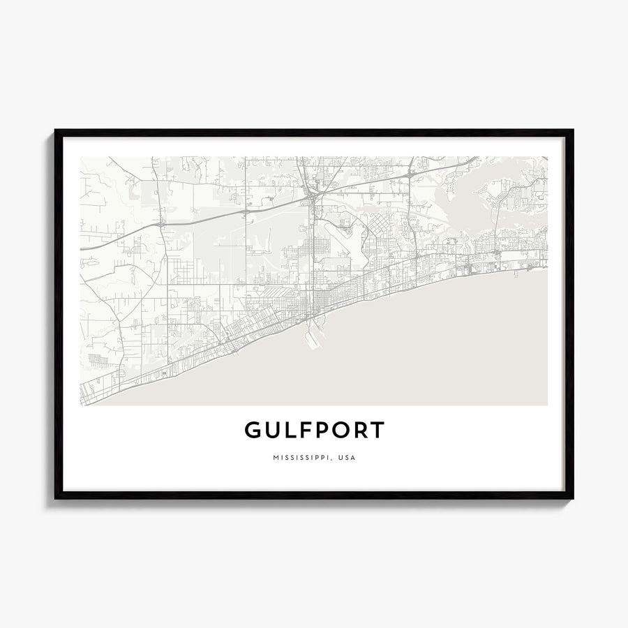 Gulfport Map Poster, framed poster mockup