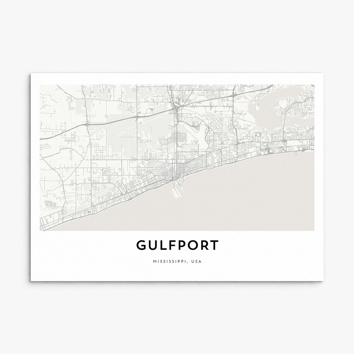 Gulfport Map Poster, print only (unframed)