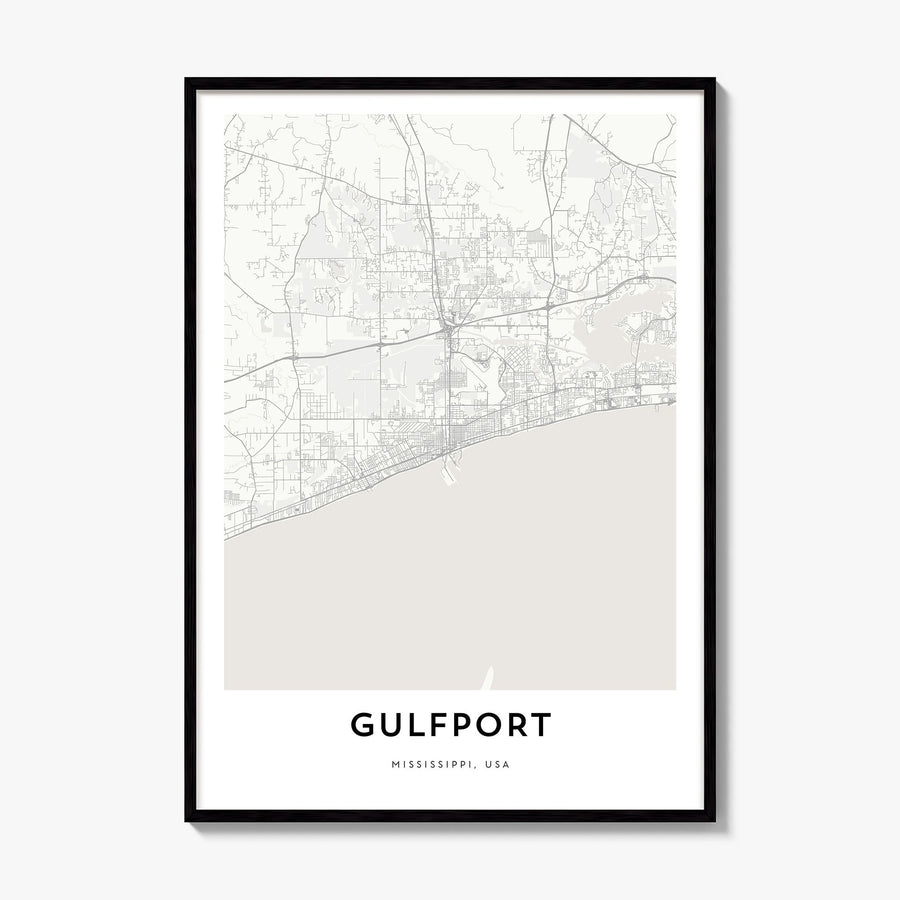 Gulfport Map Poster, framed poster mockup