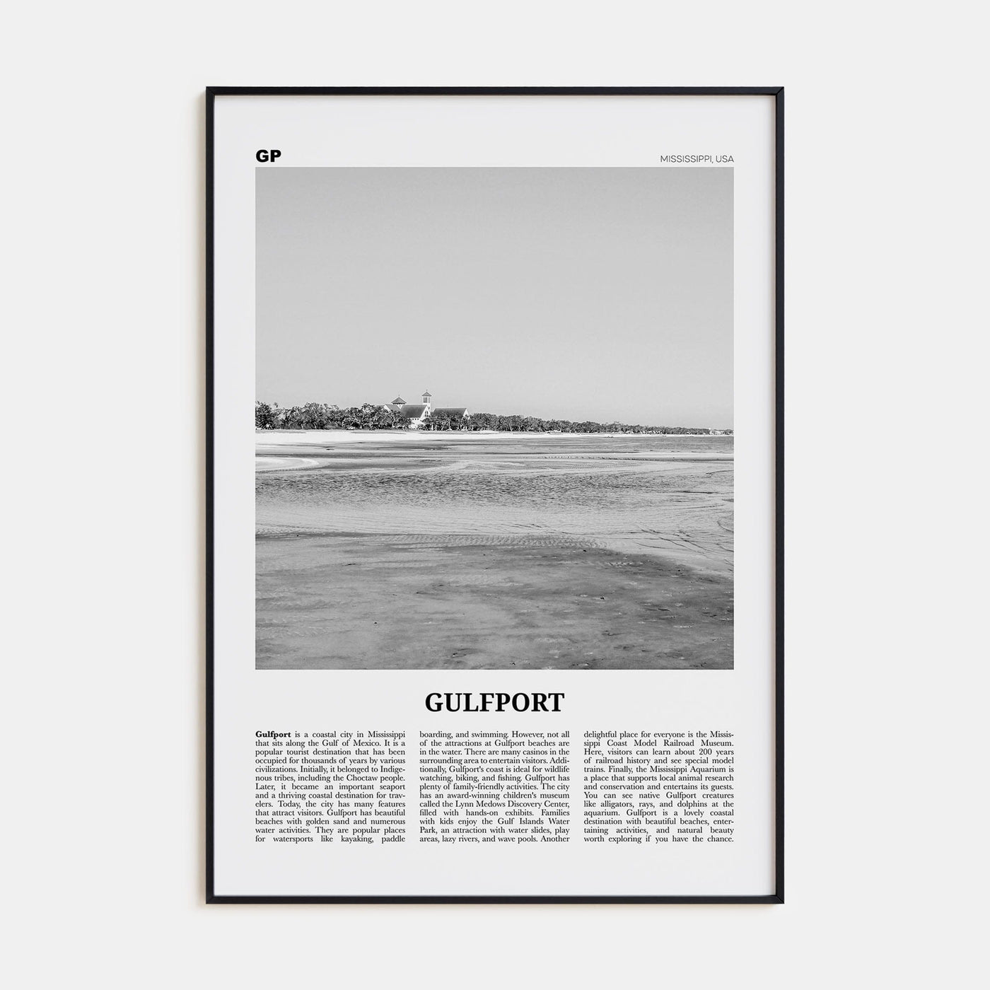 Gulfport Poster None / 8x12 in Nbourhood Travel B&W Poster