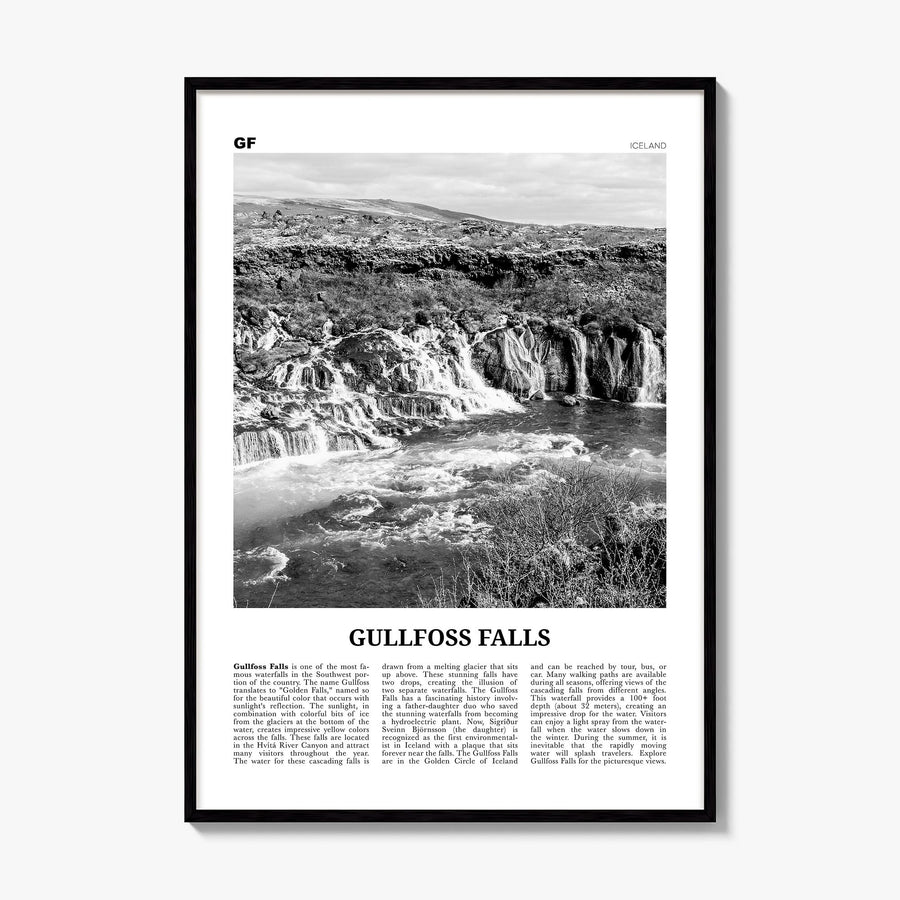 Gullfoss Falls Newspaper Poster, framed poster mockup