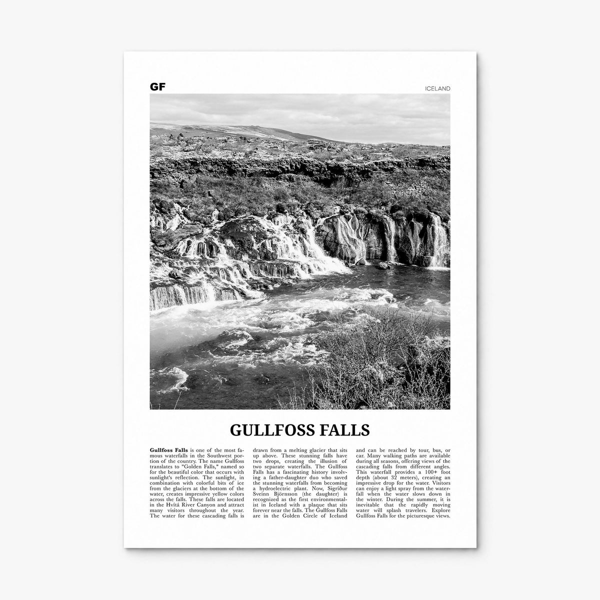 Gullfoss Falls Newspaper Poster, print only (unframed)
