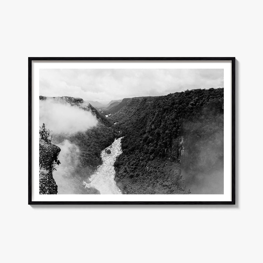 Guyana black & white photo poster of South America – horizontal wall art, unframed print shown in interior mockup