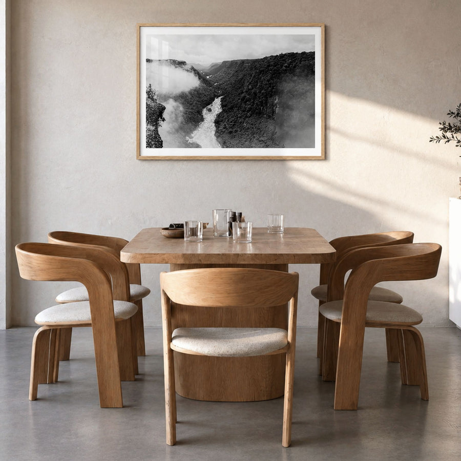 Guyana Photo Poster in a natural wood frame, hanging in a dining room, white border