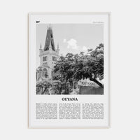 Guyana Poster White Wood / 8x12 in Nbourhood Travel B&W Poster