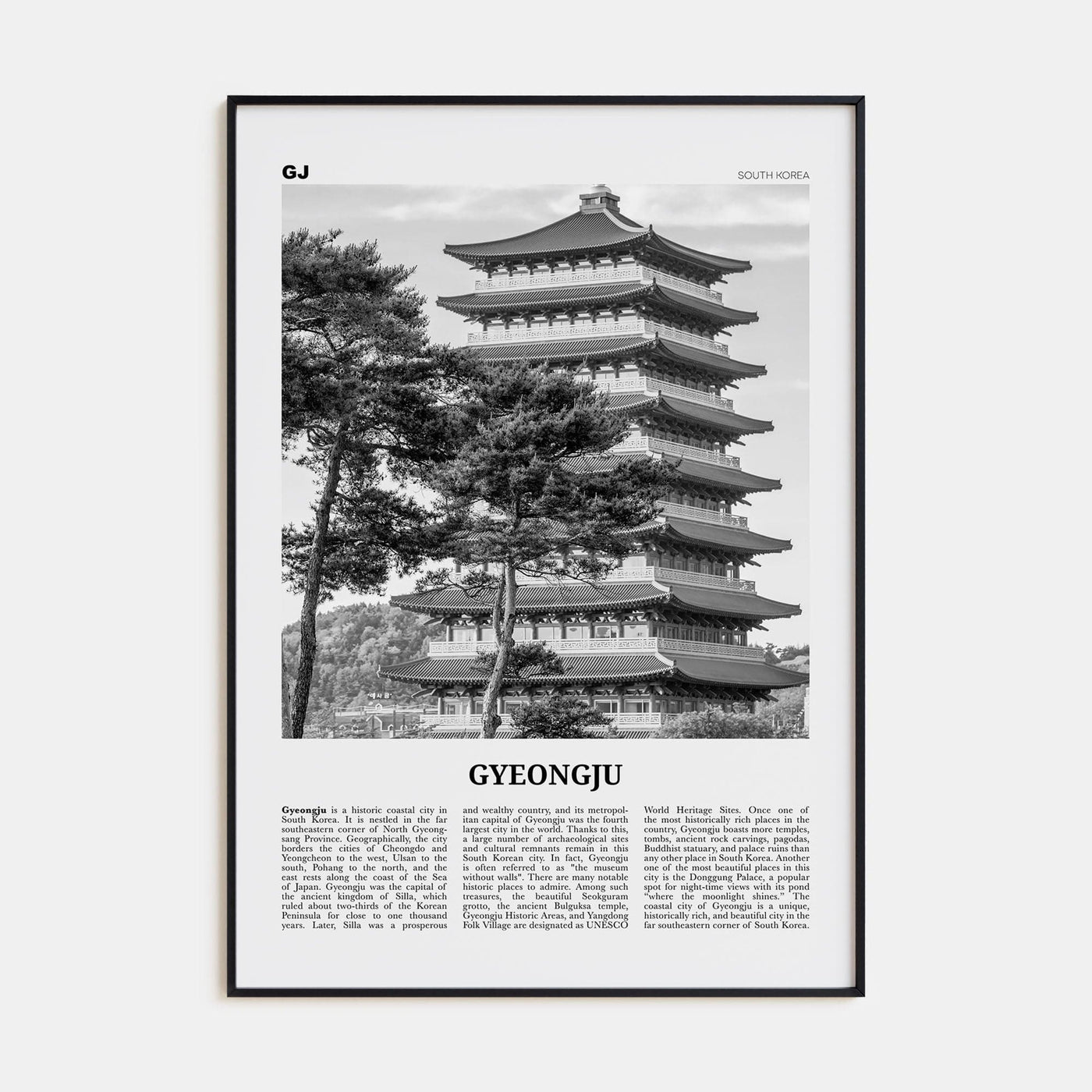 Gyeongju Poster None / 8x12 in Nbourhood Travel B&W Poster