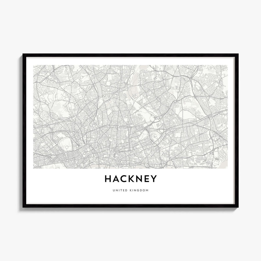 Hackney Map Poster, framed poster mockup