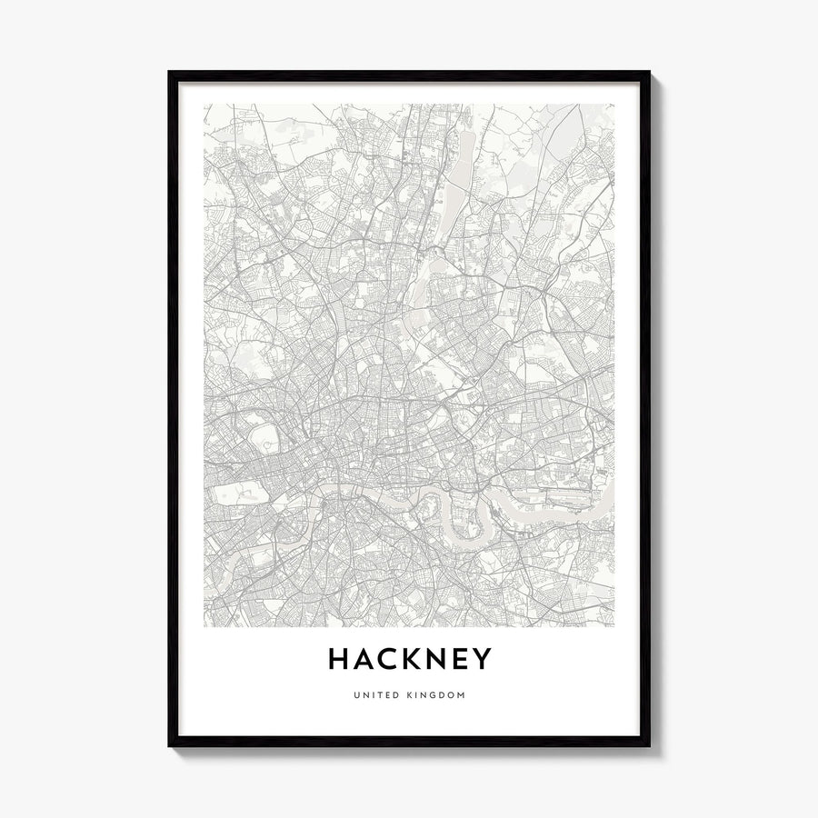 Hackney Map Poster, framed poster mockup