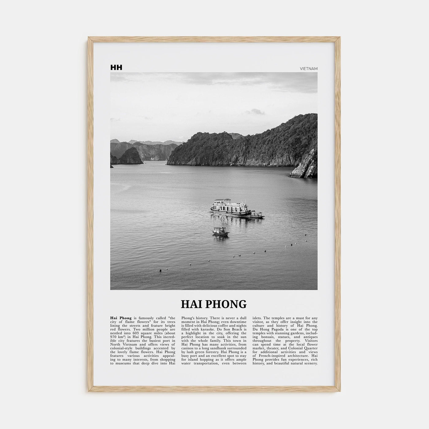 Hai Phong Poster Natural Wood / 8x12 in Nbourhood Travel B&W Poster