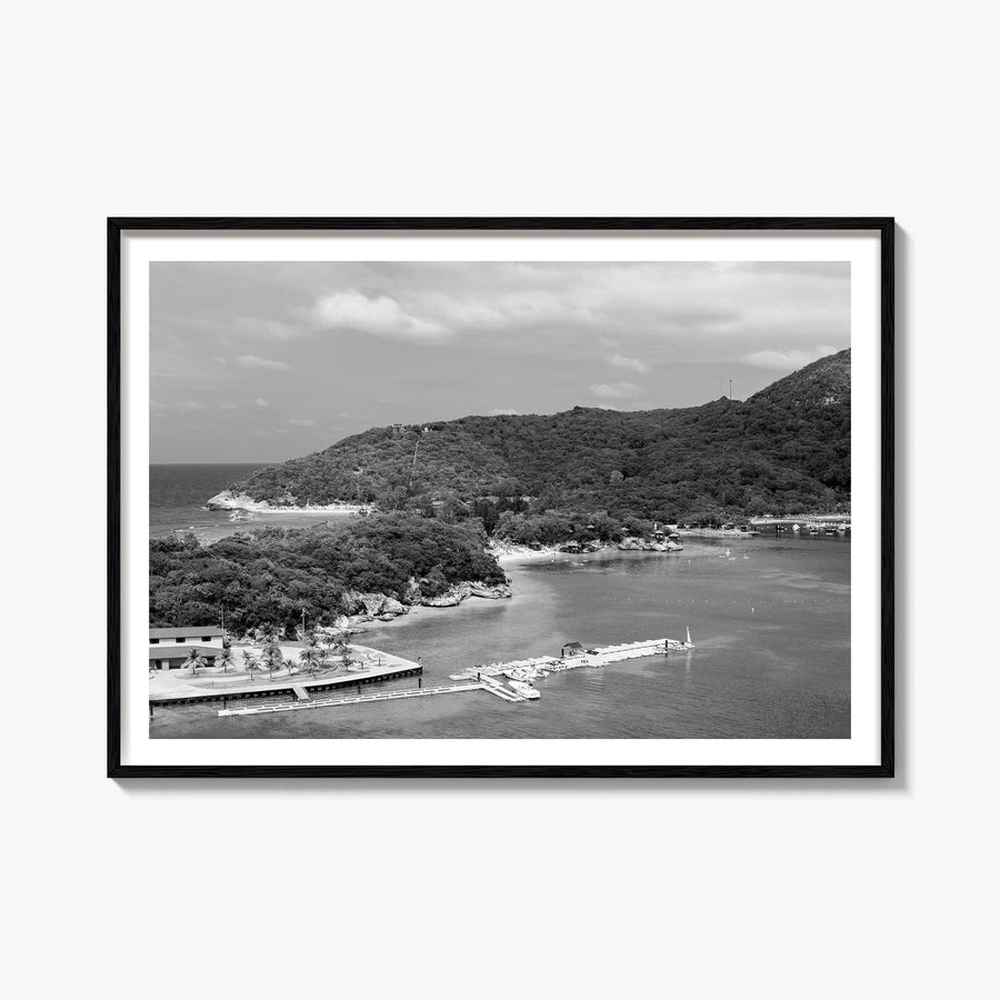 Haiti black & white photo poster of Caribbean – horizontal wall art, unframed print shown in interior mockup