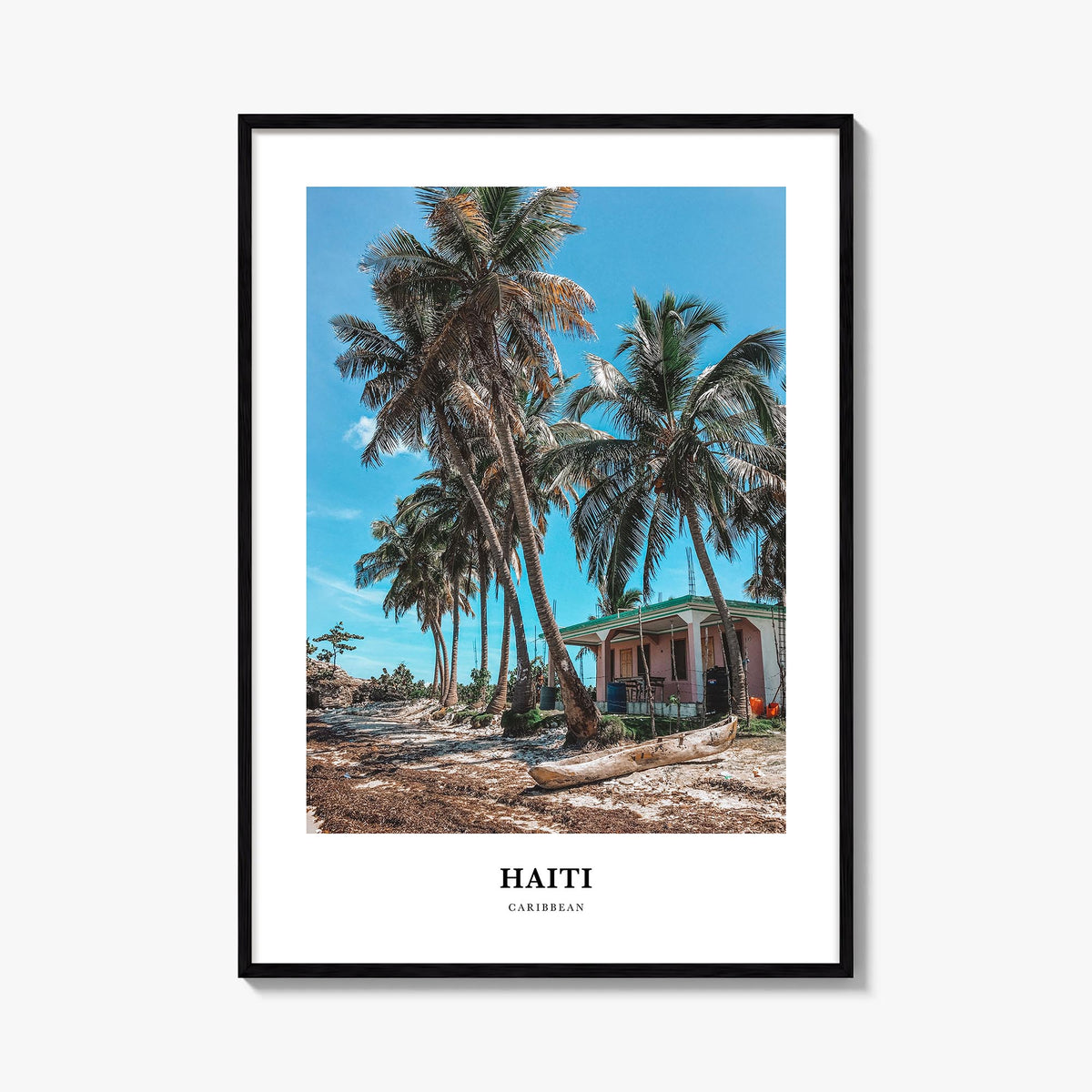 Haiti colorful classic poster of Caribbean – vertical wall art, unframed print shown in interior mockup